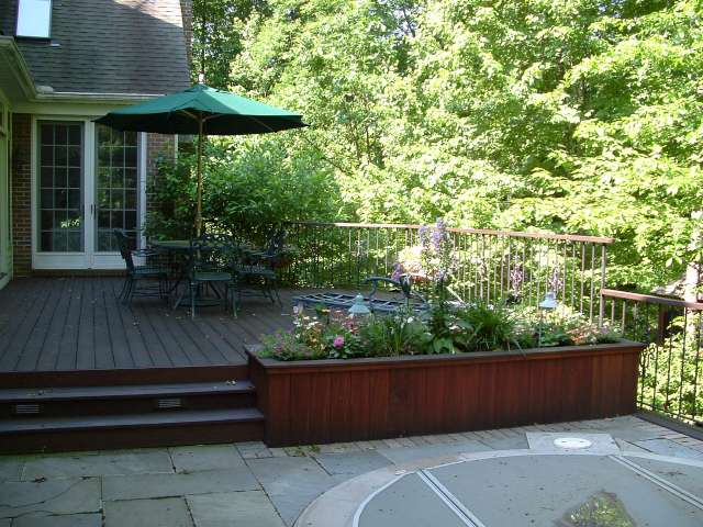 View of Spa and Deck with built in planter, near Chagrin Falls Ohio.
